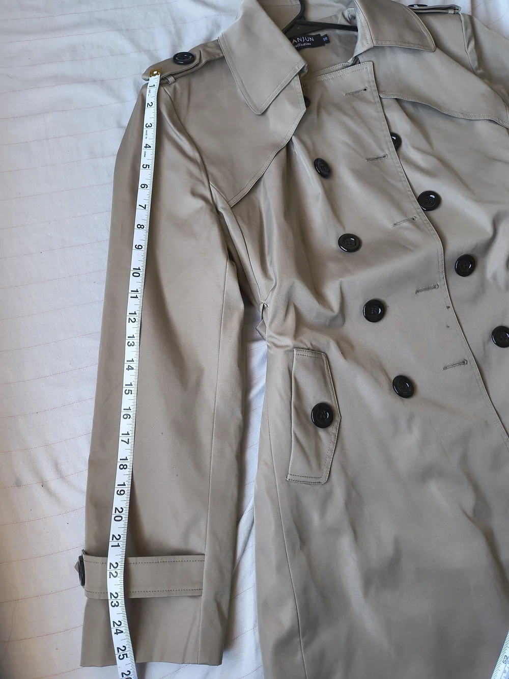 Classic Double-Breasted Taupe Trench Coat by Halogen - Picture 10 of 11